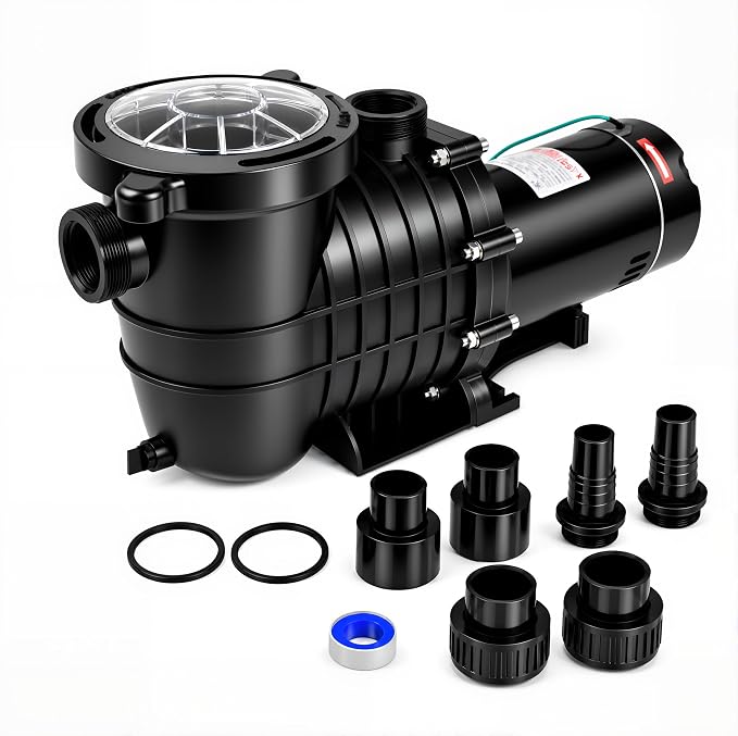TOPWAY 2HP 110V/230V Dual Voltage Swimming Pool Pump 114GPM Filter Garden lnground and Above Ground Pools Water Pump