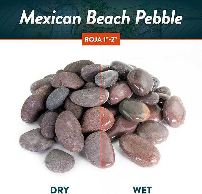 Mexican Beach Pebbles | 2000 Pounds of Smooth Unpolished Stones | Hand-Picked, Premium Pebbles for Garden and Landscape Design | Roja, 1 Inch - 2 Inch