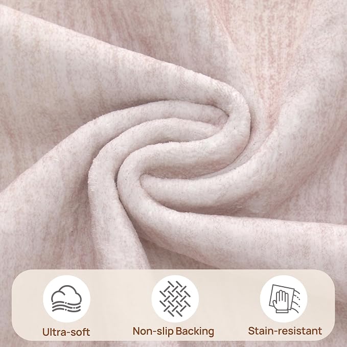 UERMEI 10x14 Washable Area Rug - Neutral Modern Abstract Living Room Rugs, Non-Slip Soft Large Indoor Floor Carpet for Bedroom Home Office & Under Dining Table Decor, Soft Pink