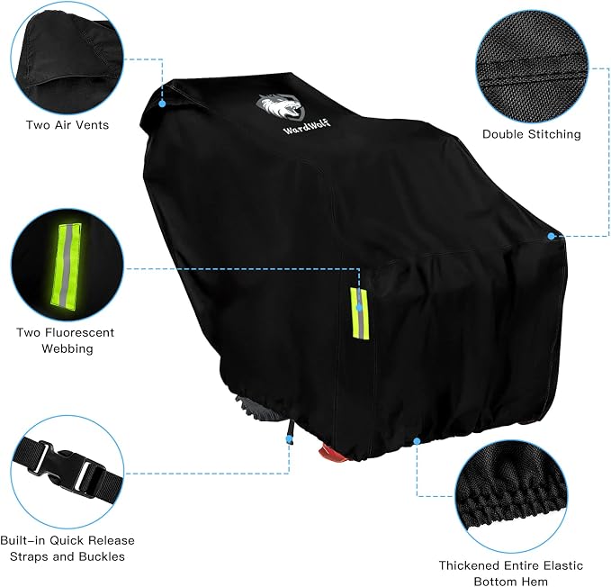 Snow Blower Cover, Waterproof Heavy Duty 900D Snowblower Cover, Windproof, Sunproof with Air Vent, Fit Most Single-Stage or Two Stage Snow Blower, Black