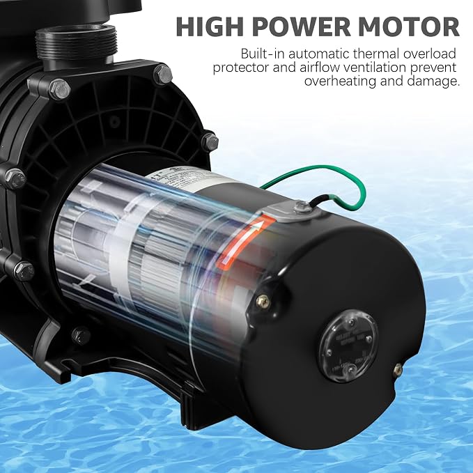 Inground and Above Ground Pool Water Pump,2.0HP Swimming Pool Pump, Dual Voltage 110-120V/220-240V 1500W High Flow Pool Pump with Strainer Basket