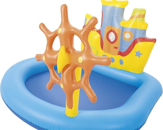 H2OGo! Tug Boat Inflatable Splash Pad - Kids Water Toy for Backyard Summer Water Play - Inflatable Water Park - Water Mat for Babies & Toddlers - (6 Piece Set)