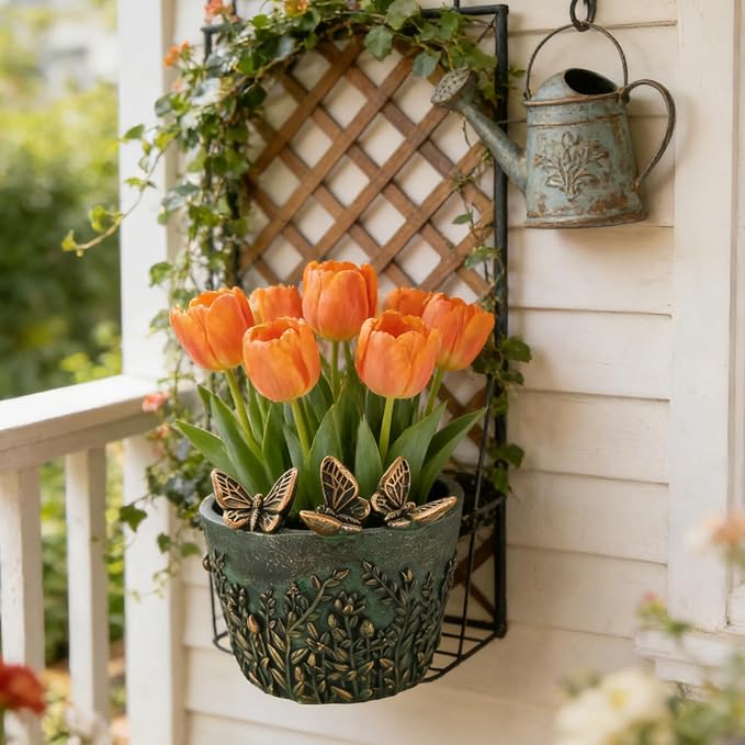 Butterfly Decorative Planter for Indoor Outdoor Resin Plant Pots Small Garden Flower Pot for Succulent Cactus Balcony Porch Patio Railing Office Gardening Lovers Women Home Decor