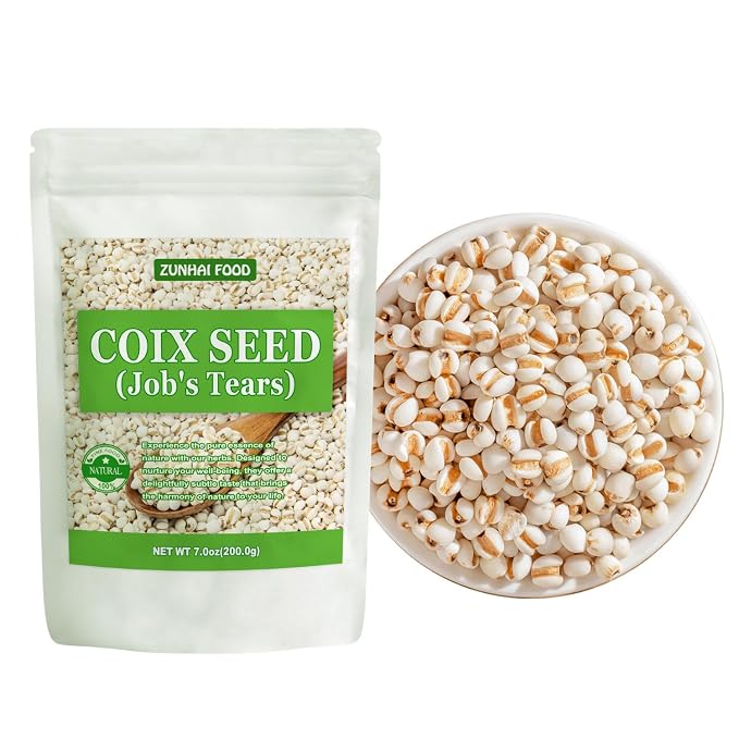 Dried Job’s Tears (Yi Yi Ren/Coix Seed), 7.05oz (200g) | Natural Pearl Barley for Tea, Soup | Gluten-Free Grain, Traditional Herb, Resealable Bag
