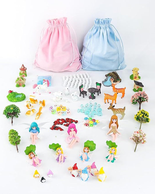 112PCS Fairy Garden Accessories Kit with 2 Gift Bags – Complete Miniature Fairy House & Accessories for DIY Indoor & Outdoor Terrarium, Planter & Garden Decor Gift