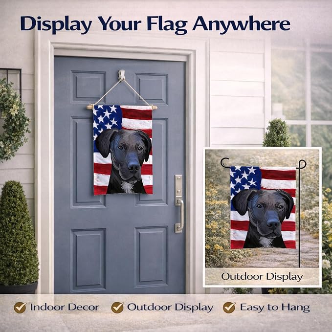 Caroline's Treasures CK6727GF Stephens Cur Dog American Flag Garden Flag Mailbox Flag Decorative Yard Flag Banner Outside Patio Artwork Yard Flower Beds, Garden Size, Multicolor
