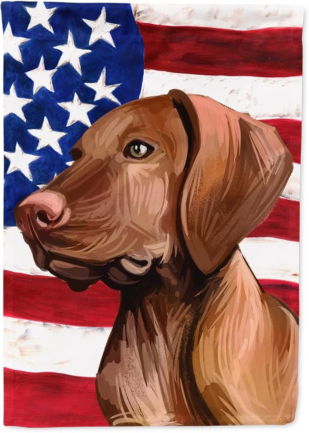 Caroline's Treasures CK6747GF Vizsla American Flag Garden Flag Mailbox Flag Decorative Yard Flag Banner Outside Patio Artwork Yard Flower Beds, Garden Size, Multicolor