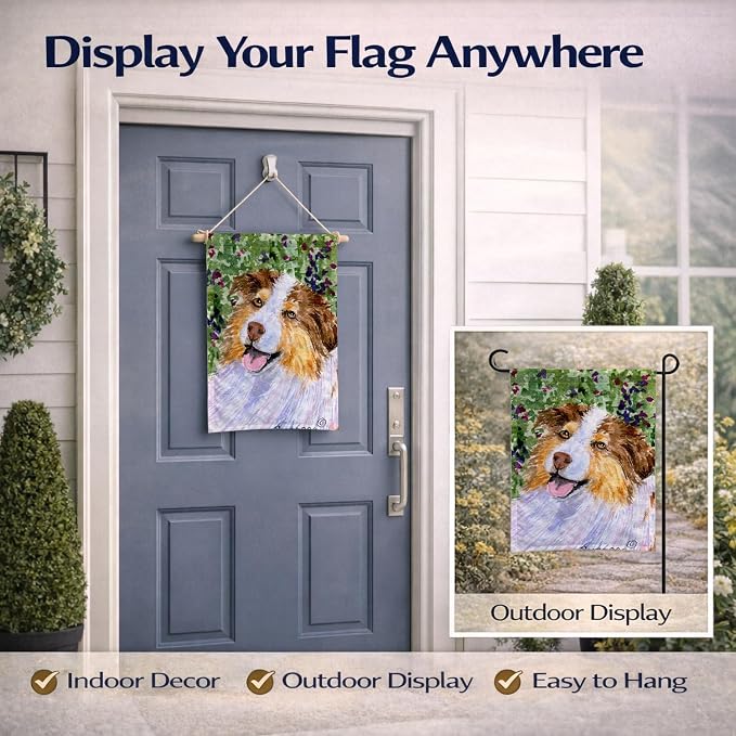 Caroline's Treasures SS8819GF Australian Shepherd Garden Flag Mailbox Flag Decorative Yard Flag Banner Outside Patio Artwork Yard Flower Beds, Garden Size, Multicolor