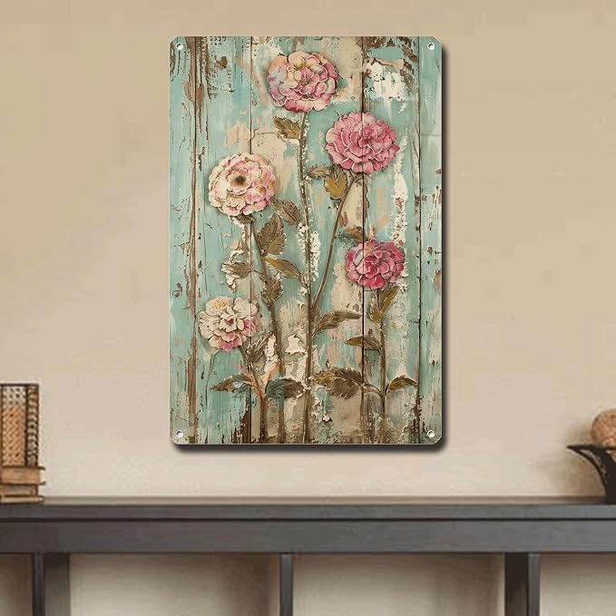 Metal Sign Tin Sign Vintage Wall Art Shabby Chic Longevity Tin Sign for Vintage Aesthetics Perennial Bloom Lovers and Weather Resistan Outhouse Wall Decor for Club 8×12 Inches