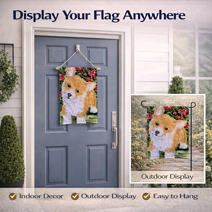 Caroline's Treasures SS8823GF Corgi Garden Flag Mailbox Flag Decorative Yard Flag Banner Outside Patio Artwork Yard Flower Beds, Garden Size, Multicolor
