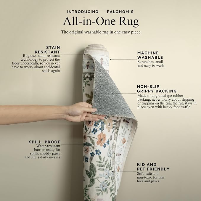 Washable Kitchen Rug Runners for Hallways: 2'x6' Bedroom Rug Non Slip Low-Pile Stain Resistant Indoor Floor Carpet Runner for Indoor Entryway Hallway Laundry Room Beside Farmhouse