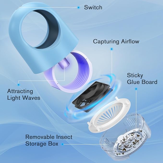 Indoor Fan-Powered Fruit Fly Trap – Electric Bug Catcher for Home, Effective Against Fruit Flies, Gnats, Mosquitoes & Moths