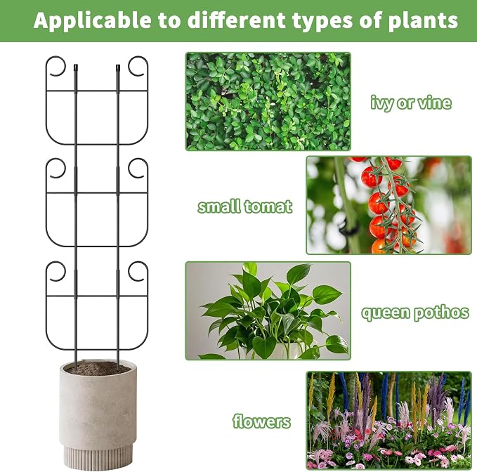 2 Pack Trellis for Climbing Plants Indoor, Expandable Small Metal Trellis for Potted Plants, Flowers Vine Ivy, Sturdy Houseplant Pothos Plant Climber Support