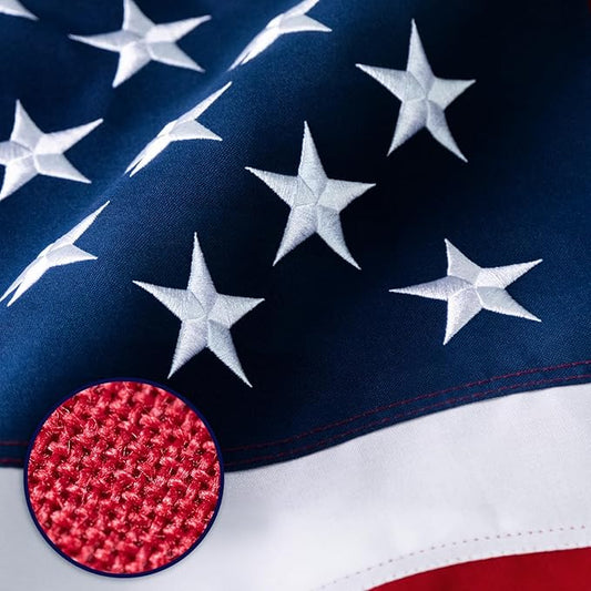 American Flag 4x6 ft - Deluxe Super Tough Series, Heavy Duty Spun Polyester, All Weather US Flag for Outside High Wind, with Embroidered Stars, Brass Grommets, Ultra Durable Outdoor USA Flag