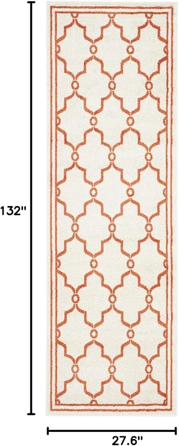 SAFAVIEH Amherst Collection Runner Rug - 2'3" x 11', Beige & Orange, Trellis Design, Non-Shedding & Easy Care, Ideal for High Traffic Areas in Living Room, Bedroom (AMT414F)