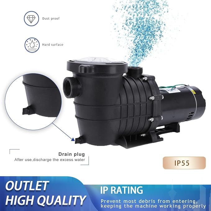 2 HP Above/In Ground Pool Pump | Dual Voltage 110V/230V Self-Priming Motor UL Certified Safety 6800 GPH High Flow With Strainer Basket