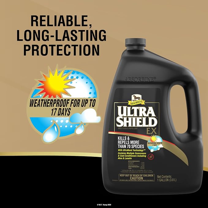 Absorbine UltraShield EX 128oz Insecticide, Kills & Repels Flies, Mosquitoes, Ticks, Fleas, Lice, Use on Horses, Dogs, Premises