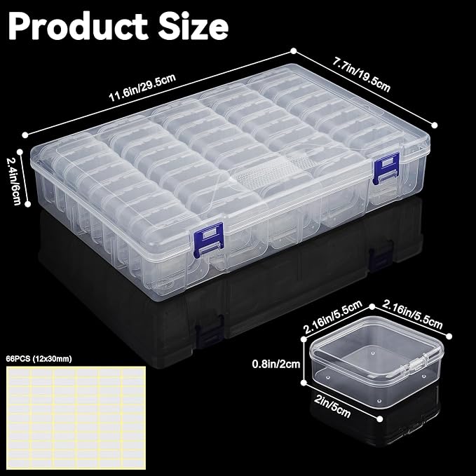 DILIBRA Bead Organizer Box, 92Pcs Small Bead Organizers and Storage Plastic Cases, Mini Clear Storage Containers Boxes with Hinged Lid for Diamond Painting Accessories Seed Jewelry Crafts