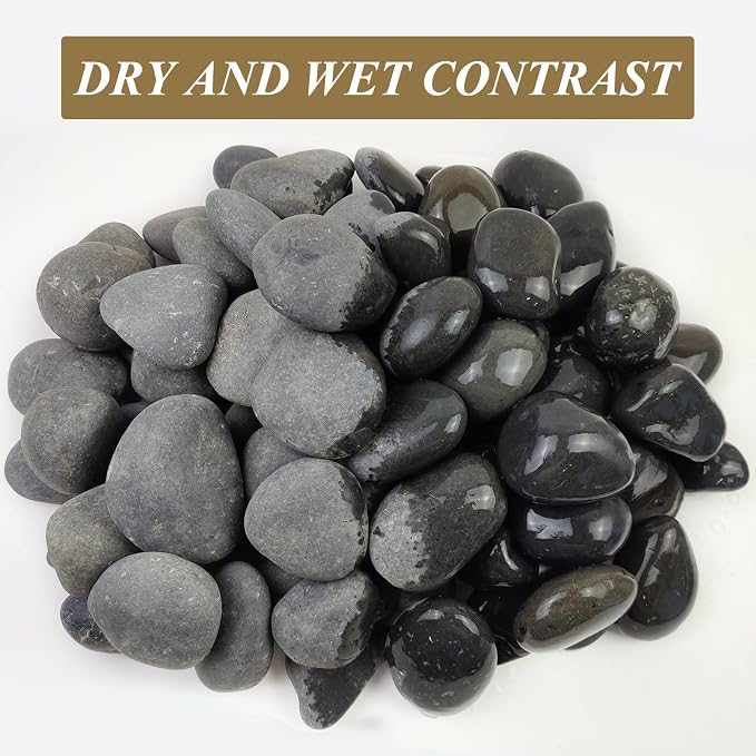 FANTIAN 10 Pounds Black River Rocks, 3-4 Inch Black Stones Pebbles for Plants, Landscaping, Garden, Aquarium, Backyard and Indoor Water Fountains