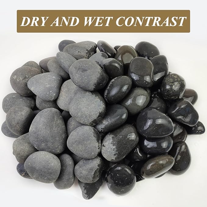 FANTIAN 20 lbs Natural Unpolished Black Rocks Mexican Beach Pebbles, 3-4 Inch Decorative Black River Rocks for Landscaping, Planters, Garden Paving, Walkways, Plant Rocks and Outdoor Decorayive Rocks