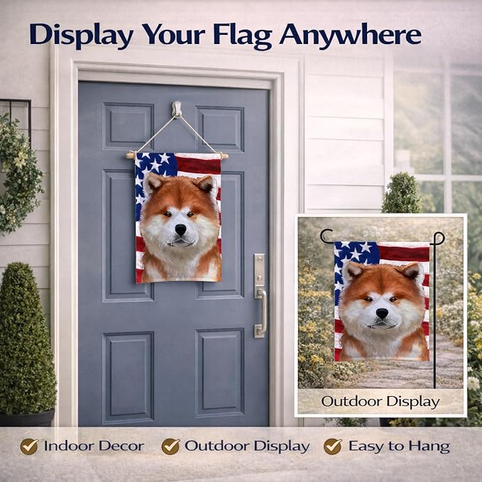 Caroline's Treasures CK6387GF Akita American Flag Garden Flag Mailbox Flag Decorative Yard Flag Banner Outside Patio Artwork Yard Flower Beds, Garden Size, Multicolor