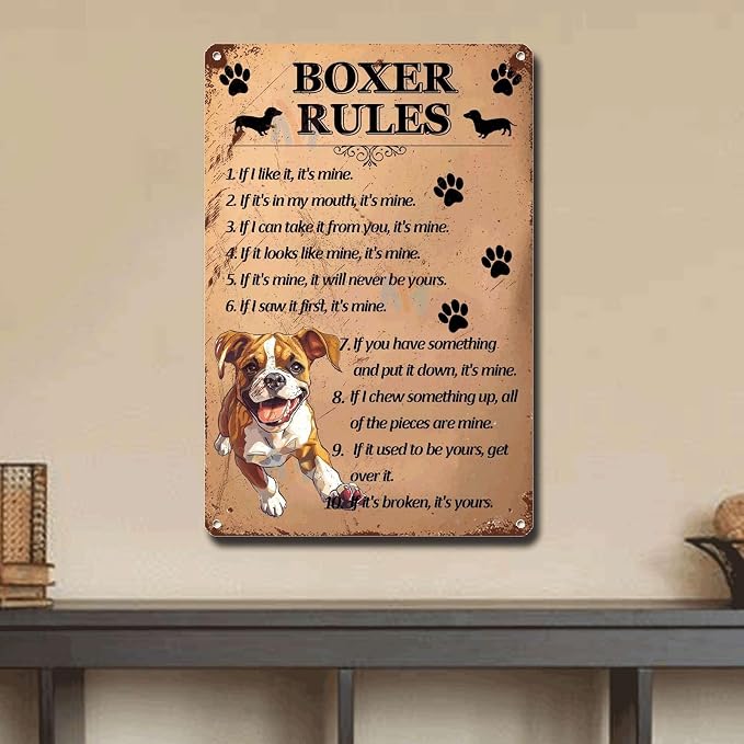 Metal Sign Tin Sign Vintage Wall Art Boxer Rules Outhouse Wall Decor for Home Decor 12×16 Inches