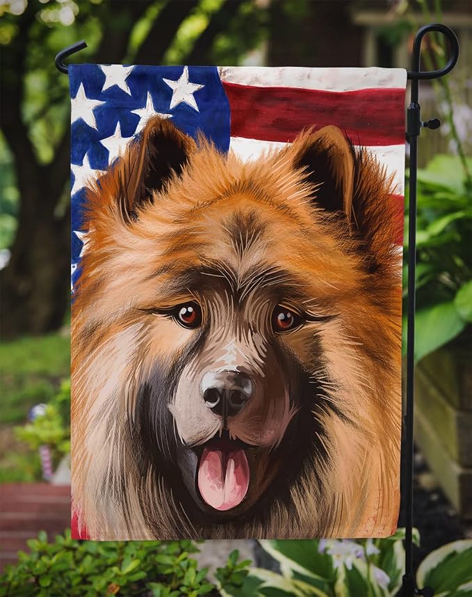 Caroline's Treasures CK6519GF Eurasier Dog American Flag Garden Flag Mailbox Flag Decorative Yard Flag Banner Outside Patio Artwork Yard Flower Beds, Garden Size, Multicolor