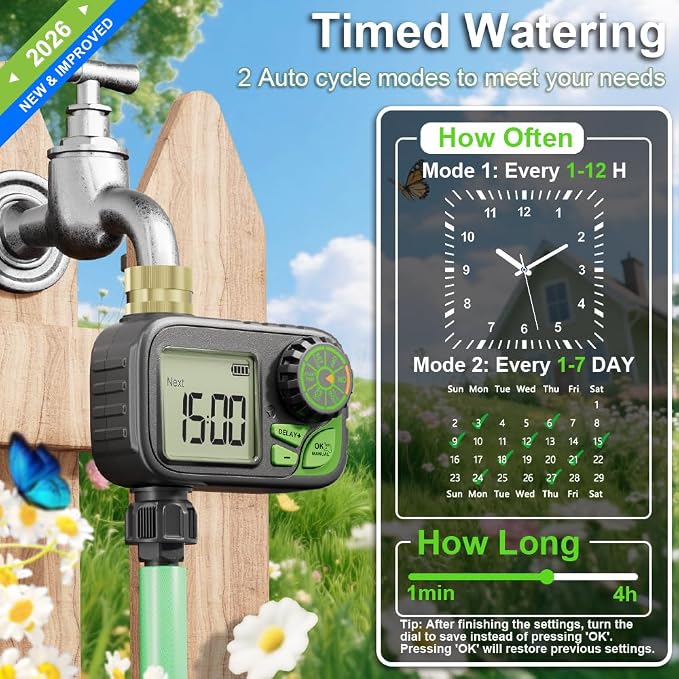 Sprinkler Timer Water Hose Timer，Digital Irrigation Outdoor Waterproof | Outdoor Waterproof,Automatic Watering, Manual Override, Yard & Lawn Use with Rain Delay