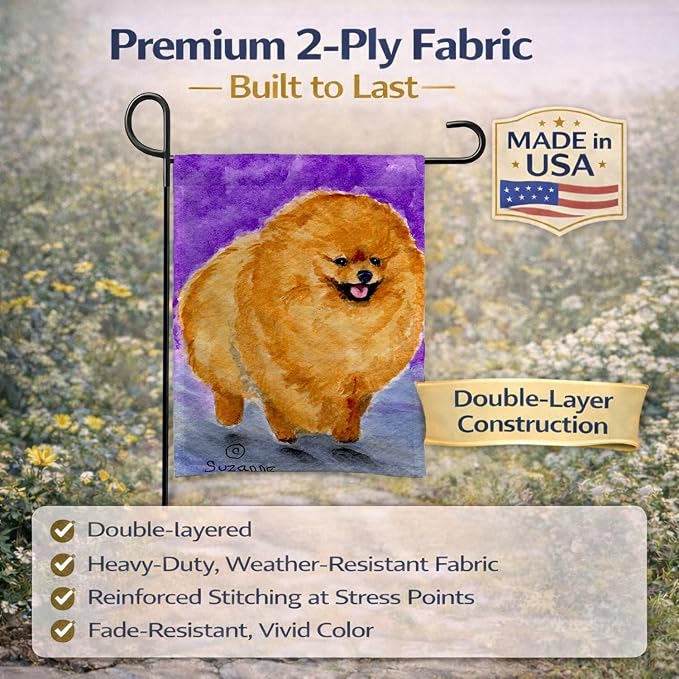 Caroline's Treasures SS8681GF Pomeranian Garden Flag Mailbox Flag Decorative Yard Flag Banner Outside Patio Artwork Yard Flower Beds, Garden Size, Multicolor