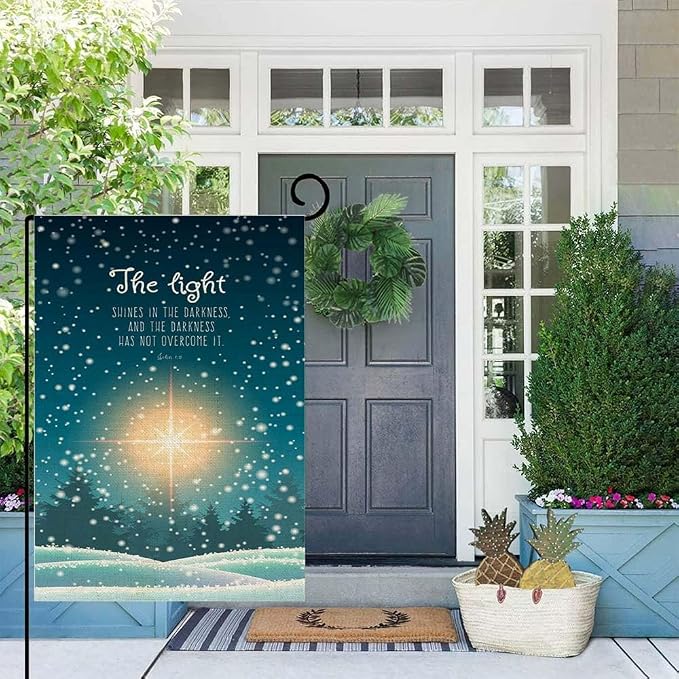 EMMTEEY Snow Garden Flag Winter Landscape Forest Snowfall Burlap Garden Flags 12.5X18 Small Garden Flag Double Sided Winter Yard Flag Holiday Garden Flags for Outside for Winter Christmas Decoration