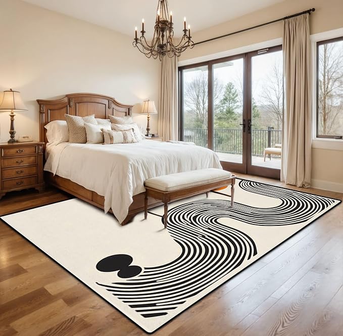 9x12 Area Rugs for Living Room Abstract Poster Geometric Shapes Boho Wall Decor Mid Century Washable Large Area Rug for Bedroom Non Slip Outdoor Carpets Soft Mats Kitchen Home Office Decor