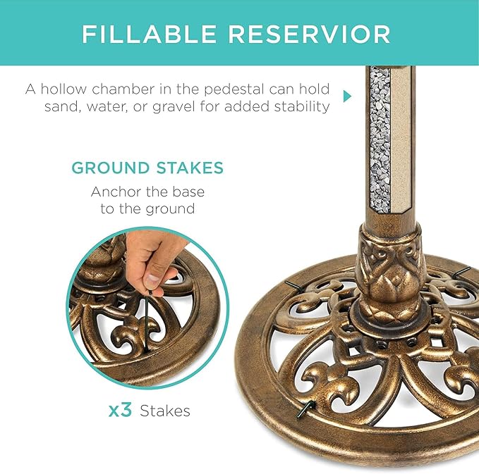 32inch Antique Bird Bath Outside Garden Weather Resistant Polyresin Backyard Expressions