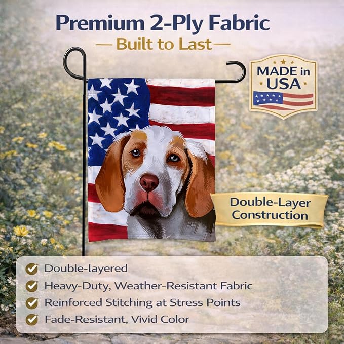 Caroline's Treasures CK6406GF Ariege Pointer Dog American Flag Garden Flag Mailbox Flag Decorative Yard Flag Banner Outside Patio Artwork Yard Flower Beds, Garden Size, Multicolor