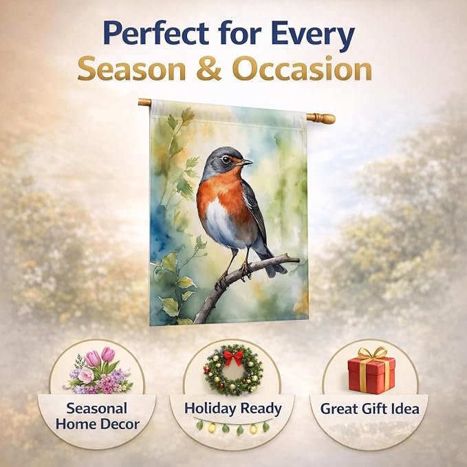 Caroline's Treasures Michigan American Robin House Flag Large Porch Sleeve Pole Decorative Outside Yard Banner Artwork Wall Hanging, Polyester, House Size, Multicolor