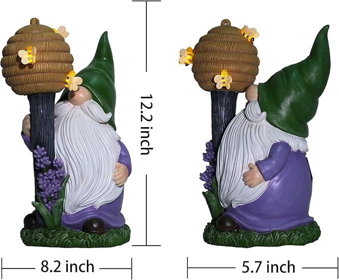 Solar Garden Outdoor Gnome Statues Yard Resin Decoration Gift Handmade Housewarming Gift for Patio Yard Lawn Waterproof Cracking