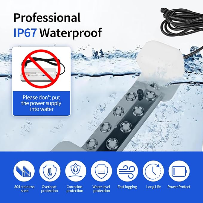 Ultrasonic Mist Maker 8 Head Mist Maker Fogger 6000ml/H Ultrasonic Mister Fogger 300W Atomizer Pond Fogger IP67 Waterproof Fog Mist Machine with Float for Garden Rockery Halloween Decor (8 Heads)
