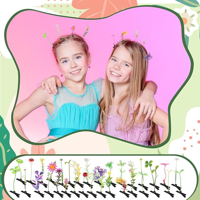 Tigeen 100 Pcs Rave Sprouts Bean Sprout Funny Hair Clips Mixed Style Plant Hairpins Hair Accessories for Home Party Irish(Mixed Style)