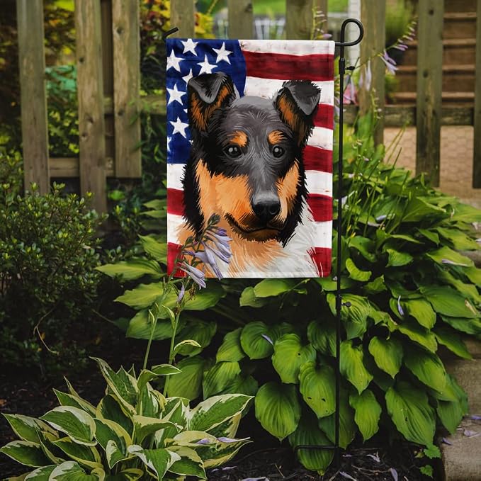 Caroline's Treasures CK6492GF Collie Rough Dog American Flag Garden Flag Mailbox Flag Decorative Yard Flag Banner Outside Patio Artwork Yard Flower Beds, Garden Size, Multicolor