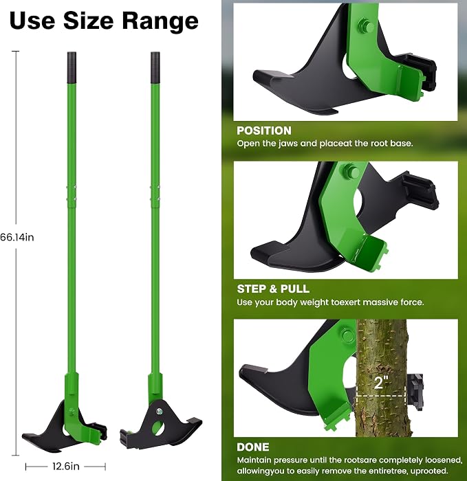 Heavy-Duty Tree Puller Tool – High-Leverage Sapling Puller for ¼ inch to 2'' inches Roots, Manual Root Remover for Shrubs, Vines & Thorns, Eco-Friendly Garden Tool