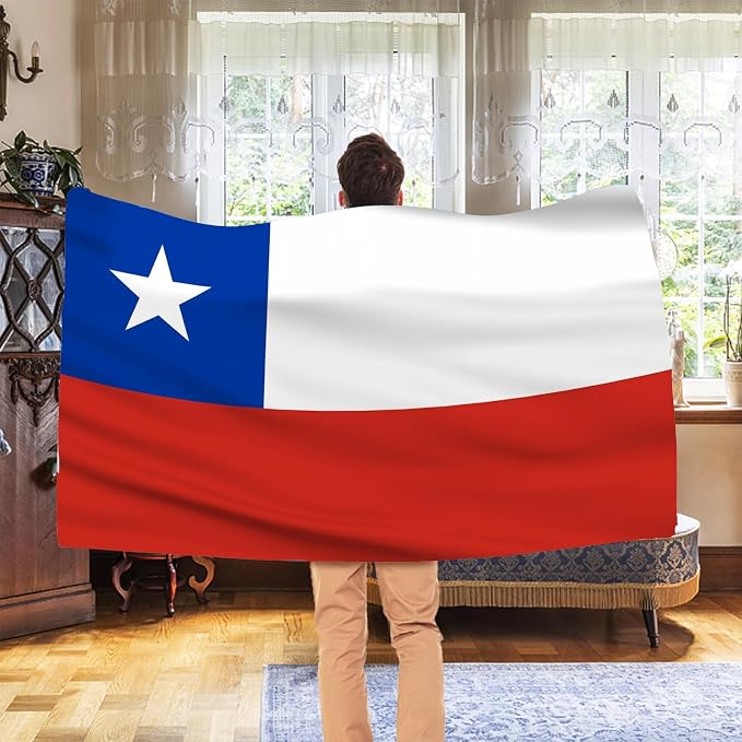 AhfuLife Chile Flag 3x5 Ft 2 Pcs, Large Chilean National Flags for Outside - Double Side with Brass Eyelets for Chilean Party Decorations, Soccer Party Bar Garden Decoration Indoor Outdoor