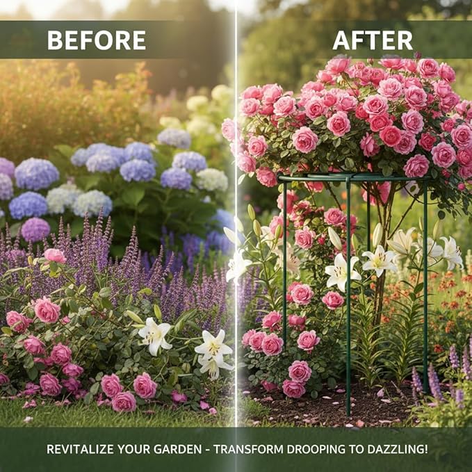 DAYUMKOU 8 Pack Peony Cages and Supports, 11.5" D x 16" H Plant Supports for Outdoor Plants, Heavy Duty Metal Peony Support Cage Flower Support Rings for Rose Hydrangea Strawberry