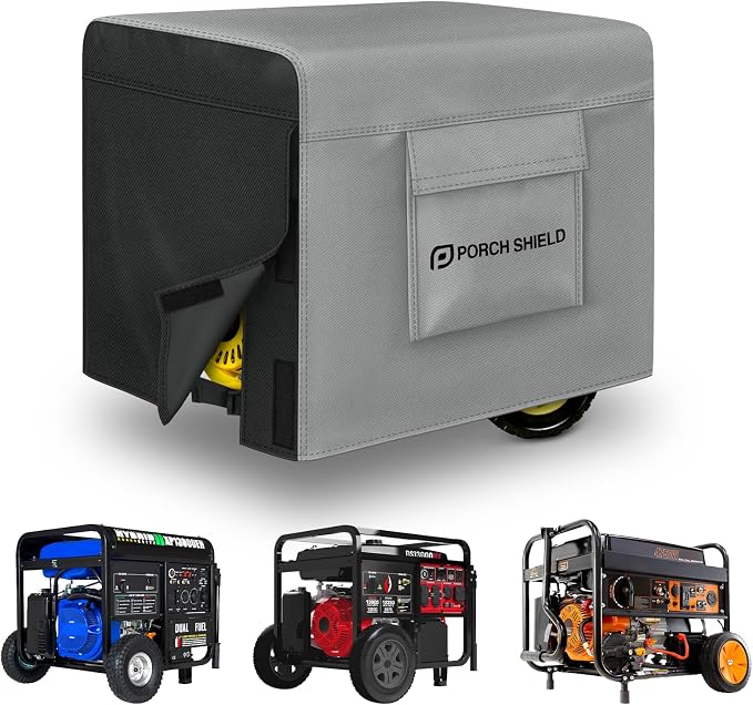 Porch Shield Waterproof Generator Cover - Heavy Duty Cover for Portable Generator 5500 to 15000 Watt (38L x 28 W x 30H inches, Black & Gray)