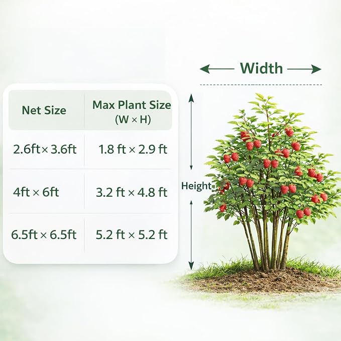 Jevrench 2 Pack 2.6 x 3.6ft Garden Netting for Plants, Fruit Tree Netting with Zipper & Drawstring, Bird Netting for Garden Protection, Blueberry Bushes, Tomato Plants & Fruit Trees