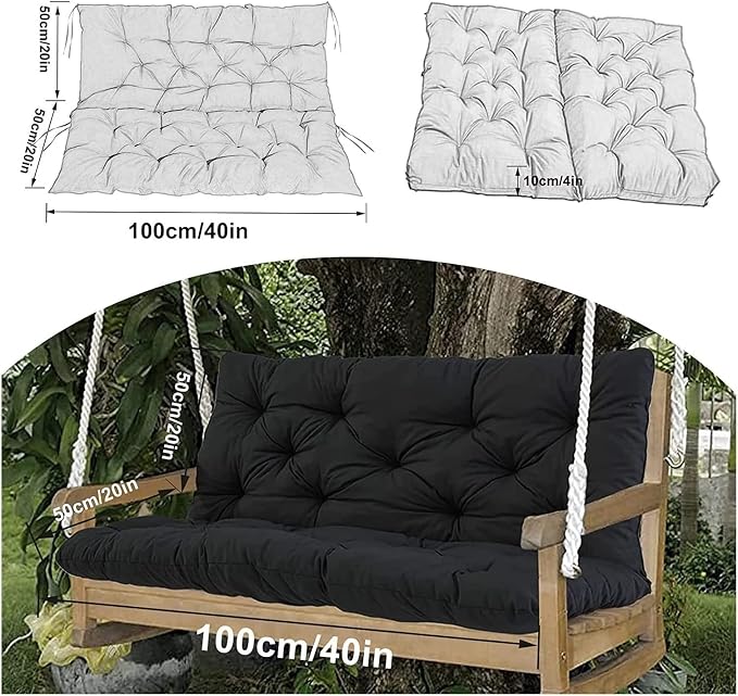 Swing Cushion Replacement Outdoor Porch Waterproof Bench Cushion 2-3 Seater Washable Bench Replacement Cushions for Outdoor Patio Porch Swing Cushions
