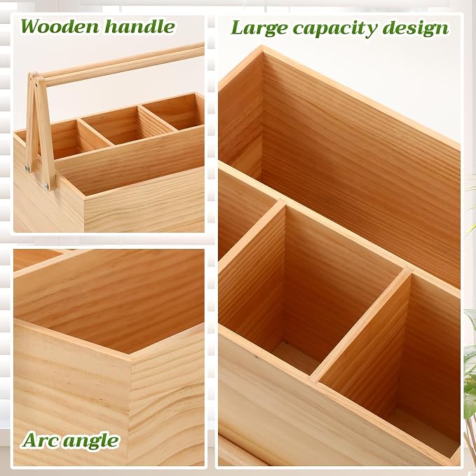 Remerry 8 Pcs Gardening Tools for Women Harvest Basket Vegetables with Handles Wood Stainless Steel Tool Kit Garden Caddy Spring Harvesting Basket Gift for Mother Gardening Lovers Enthusiast Planting