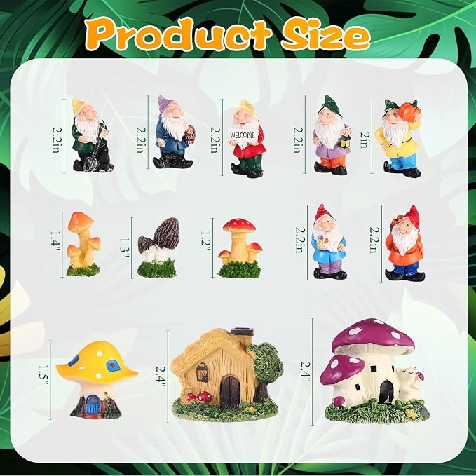58 Pcs Miniature Garden Set Gnome Mushrooms Animals Fairy House Diorama Supplies Fairy Village Mini Terrarium Figurines Micro Landscape Ornament Mixed Tree for DIY Garden Succulent Dollhouse decor