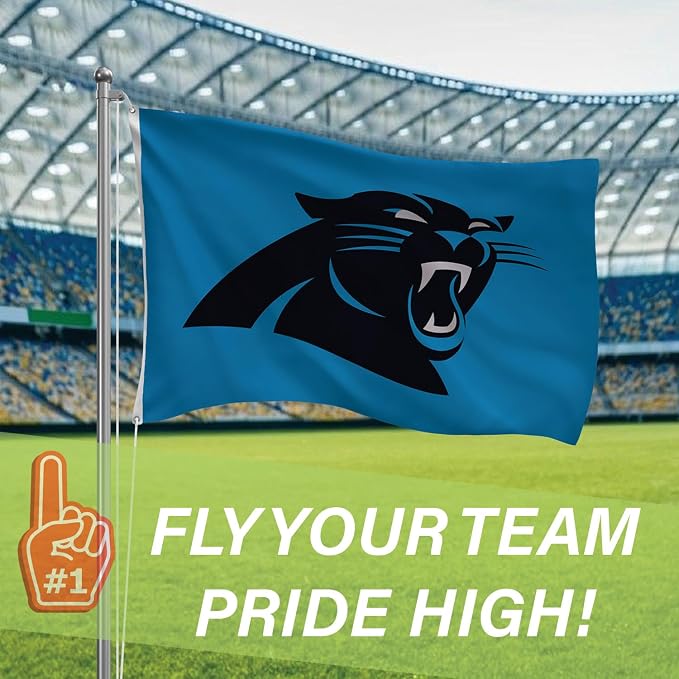 NFL Carolina Panthers 3 x 5 Outdoor Durable House Flag with Grommets | Sport Team Flag & Banner | Indoor Wall Decor Flag for Room | Works with Flag Poles for Outside House