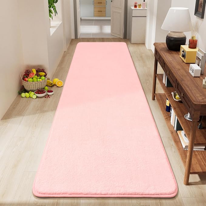 Amearea Modern Soft Hallway Runner Rug, 2x8 Feet Long Runners for Hallways | Washable Runner Rugs, Non Slip Memory Foam Rug Pink Runner Rugs Carpet for Entrance Kitchen Kids Room Decor