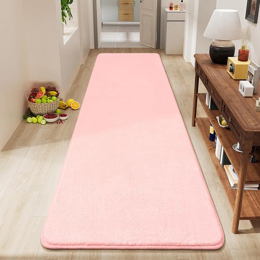 Amearea Modern Soft Hallway Runner Rug, 2x8 Feet Long Runners for Hallways | Washable Runner Rugs, Non Slip Memory Foam Rug Pink Runner Rugs Carpet for Entrance Kitchen Kids Room Decor
