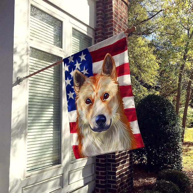 Caroline's Treasures CK6596CHF Korean Jindo American Flag House Flag Large Porch Sleeve Pole Decorative Outside Yard Banner Artwork Wall Hanging, Polyester, House Size, Multicolor